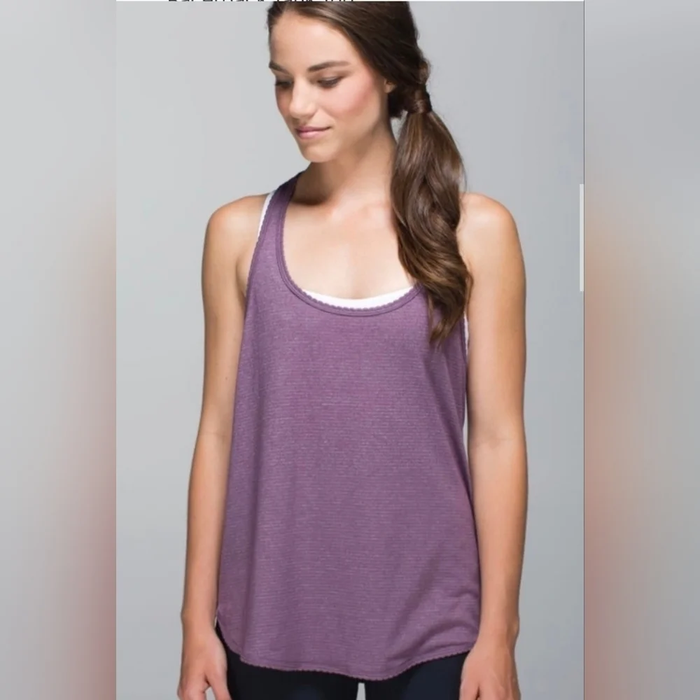 Lululemon 105 F Singlet Tank 4 Purple Fog Racerback Hot Yoga Retro Activewear